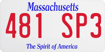 MA license plate 481SP3