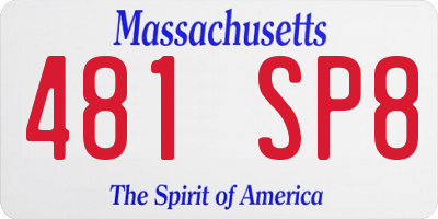 MA license plate 481SP8