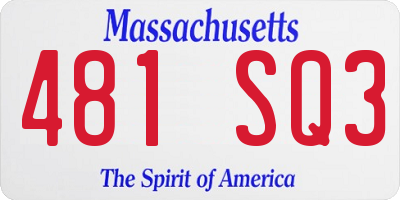 MA license plate 481SQ3