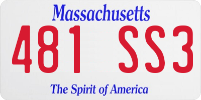 MA license plate 481SS3