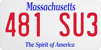 MA license plate 481SU3