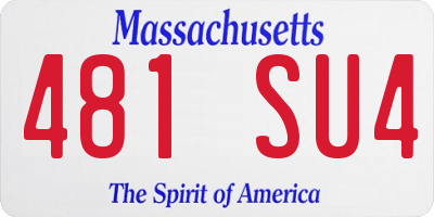 MA license plate 481SU4