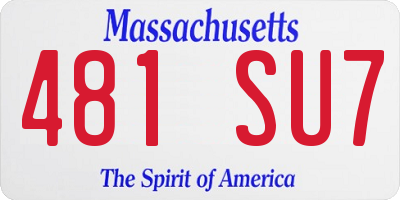 MA license plate 481SU7