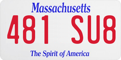 MA license plate 481SU8