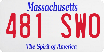 MA license plate 481SW0