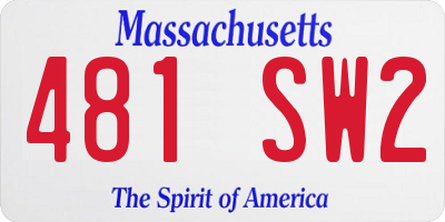 MA license plate 481SW2