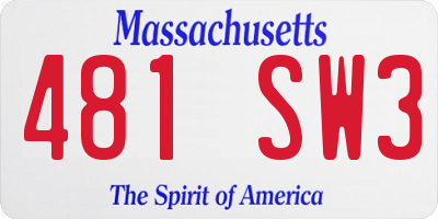 MA license plate 481SW3