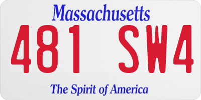 MA license plate 481SW4