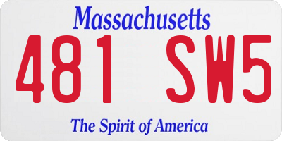 MA license plate 481SW5