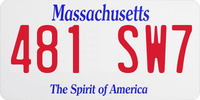 MA license plate 481SW7