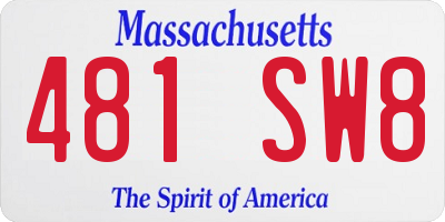 MA license plate 481SW8