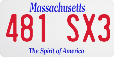 MA license plate 481SX3
