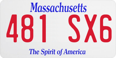 MA license plate 481SX6