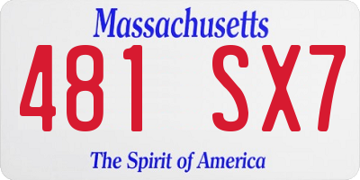 MA license plate 481SX7