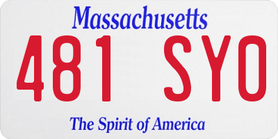 MA license plate 481SY0