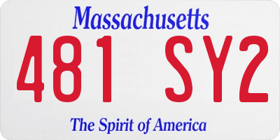 MA license plate 481SY2