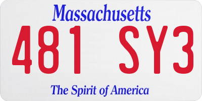 MA license plate 481SY3