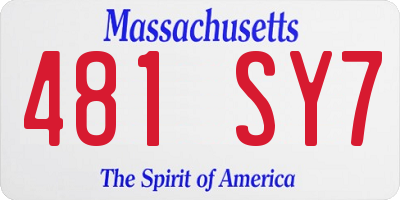 MA license plate 481SY7