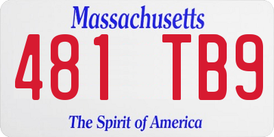 MA license plate 481TB9