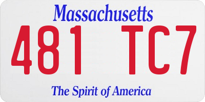 MA license plate 481TC7