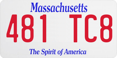 MA license plate 481TC8