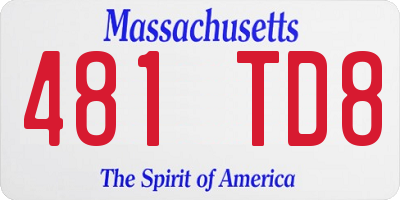 MA license plate 481TD8