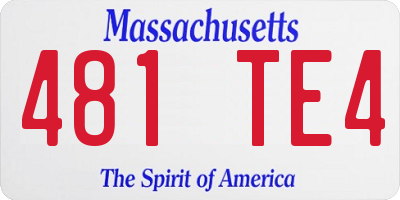 MA license plate 481TE4