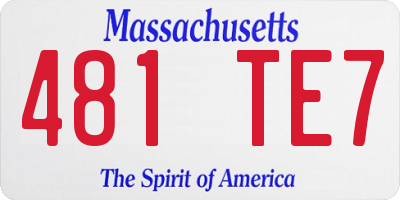 MA license plate 481TE7