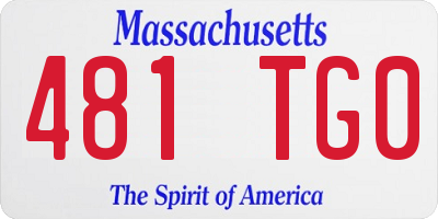 MA license plate 481TG0