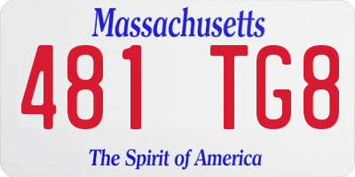 MA license plate 481TG8