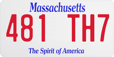 MA license plate 481TH7