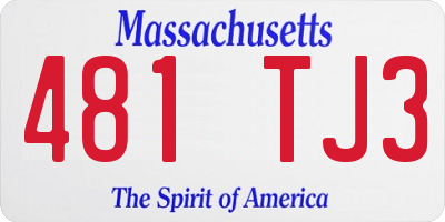 MA license plate 481TJ3