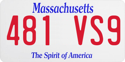 MA license plate 481VS9