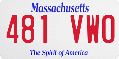 MA license plate 481VW0