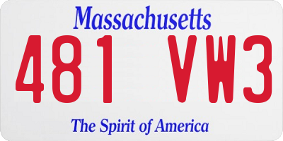 MA license plate 481VW3