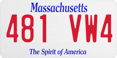 MA license plate 481VW4