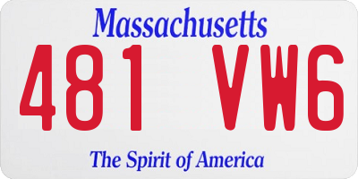 MA license plate 481VW6