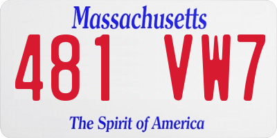 MA license plate 481VW7