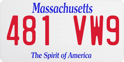 MA license plate 481VW9