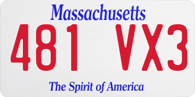 MA license plate 481VX3