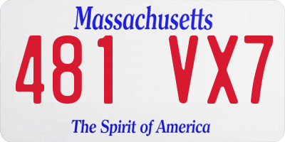 MA license plate 481VX7