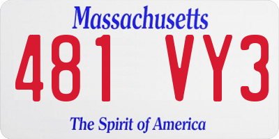 MA license plate 481VY3