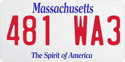 MA license plate 481WA3