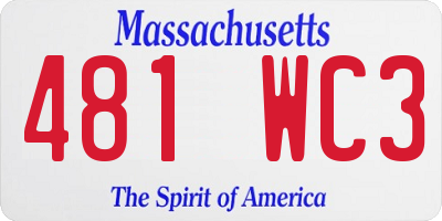 MA license plate 481WC3