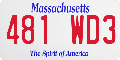 MA license plate 481WD3