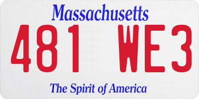 MA license plate 481WE3