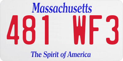 MA license plate 481WF3