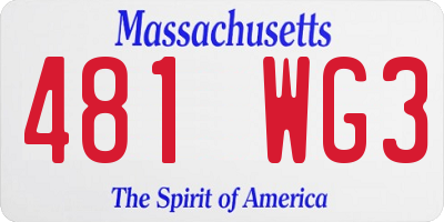 MA license plate 481WG3