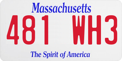 MA license plate 481WH3