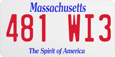 MA license plate 481WI3
